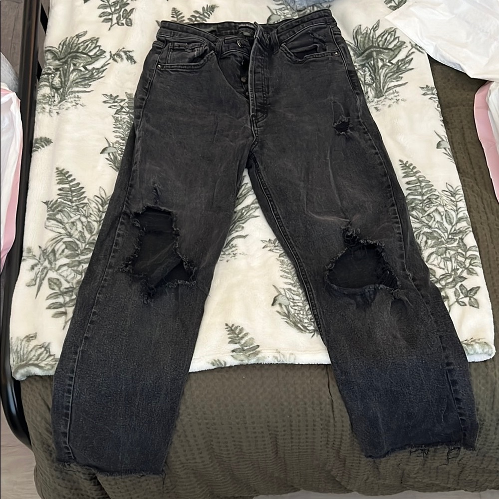 Wild Fable Black Straight Leg Distressed Jeans